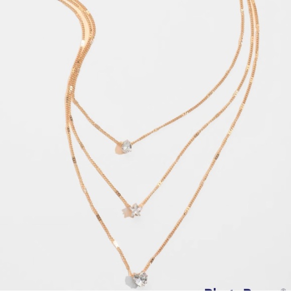 Layered Tiered Zircon Necklace Star, Heart Love, & Teardrop Gold Necklace - Picture 3 of 3